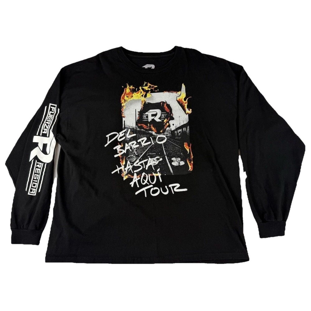 Fuerza Regida Merch Shirt Mens 3XL Black Del Barrio Hasta Aqui Tour Concert